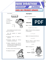 Ecuaciones de 1er Grado Con Una Incognita para Segundo de Secundaria