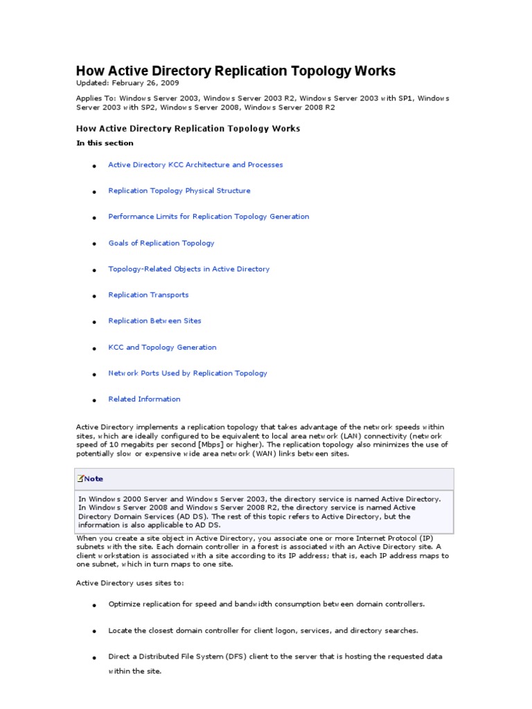 Active Directory Replication Topology Explained | PDF | Active ...