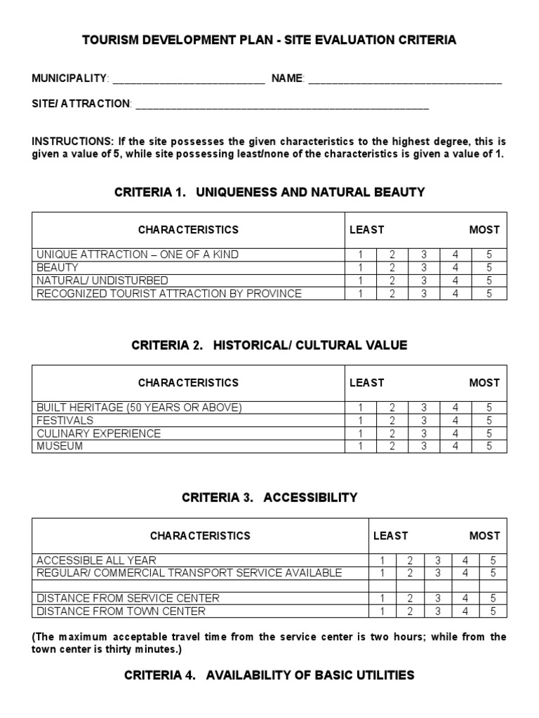 tourism-development-plan-site-validation-form-pdf-tourism-service