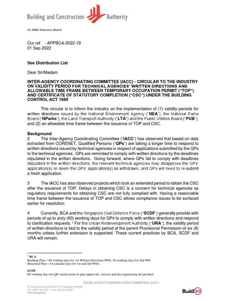 IACC Circular on TOP and CSC Validity | PDF | Singapore | World Politics