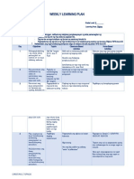 Weekly Learning Plan in Filipino 9 w.1