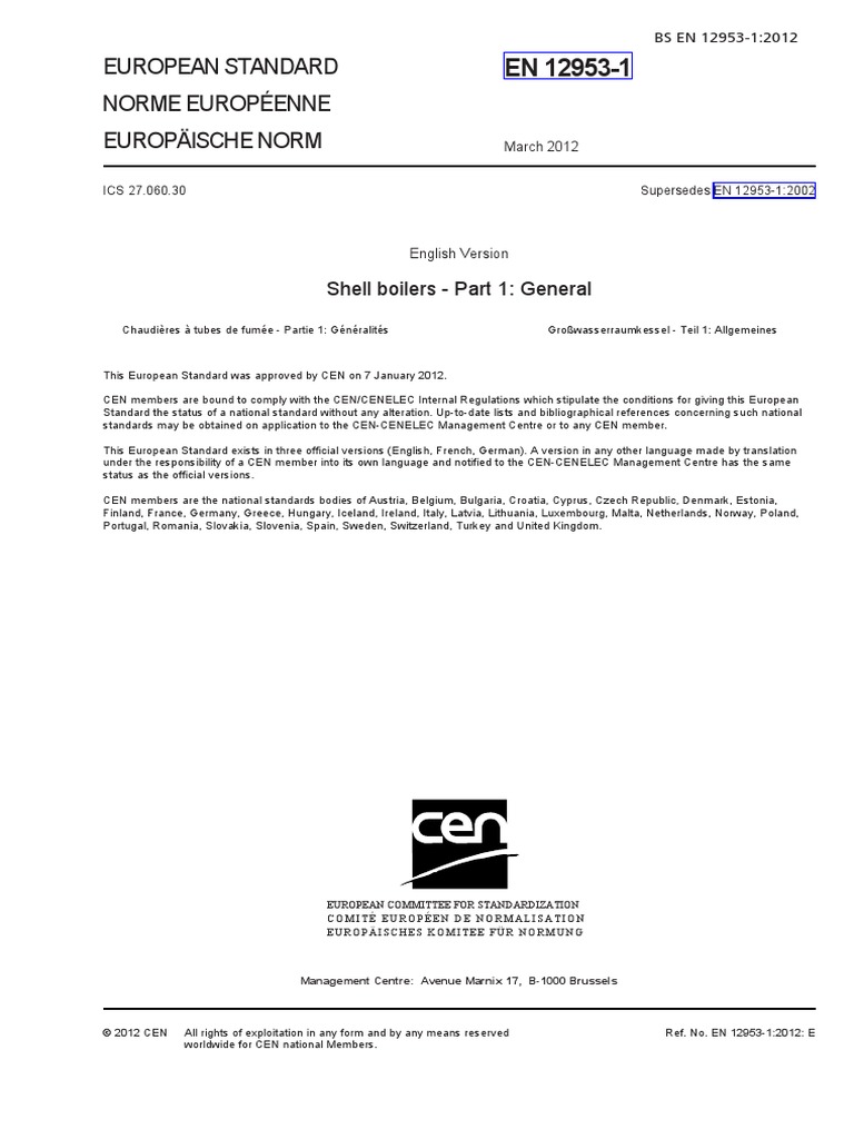 BS en 12953-1-2012 | PDF | Boiler | Pipe (Fluid Conveyance)
