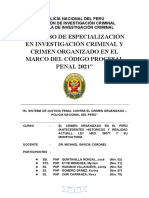 Vi Curso de Especialización en Investigación Criminal y Crimen Organizado en El Marco Del Código Procesal Penal 2021 Gomero SJN PNP