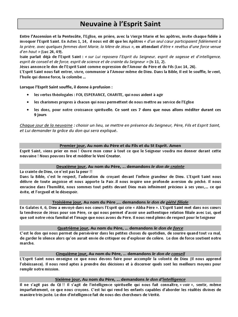 Neuvaine à l'Esprit Saint 2024 | PDF | Saint-Esprit | Dieu