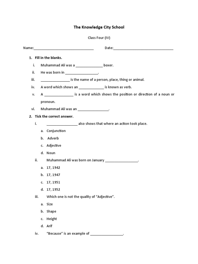4 Class Test PDF