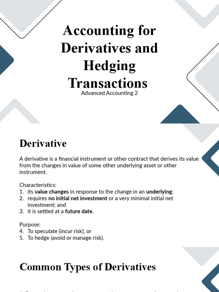 Accounting For Derivatives and Hedging Transactions PDF Option