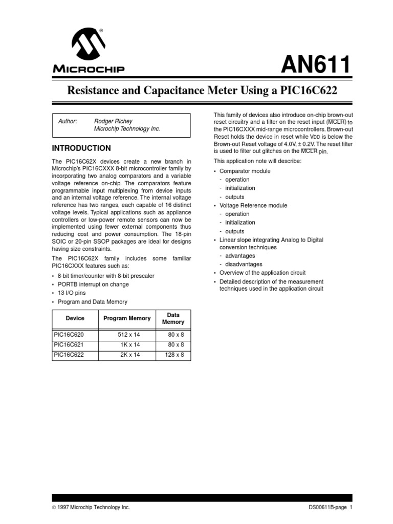 Resistance and Capacitance Meter Using A PIC16C622 Device Program