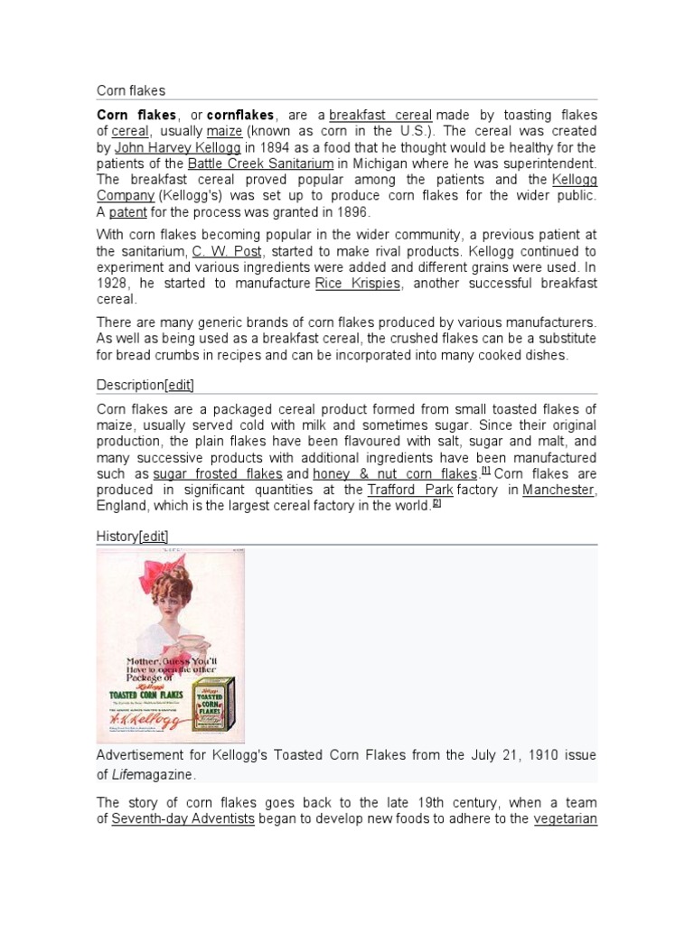 Corn Flakes | PDF | Food And Drink | Foods