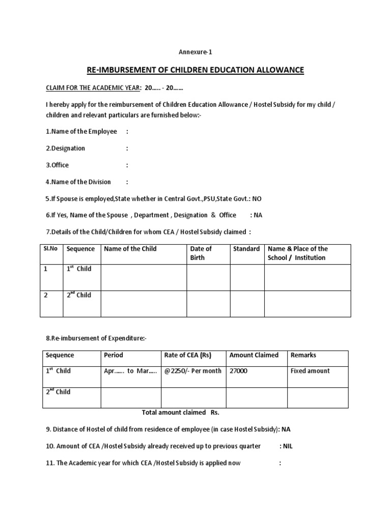 CEA Application PDF Government