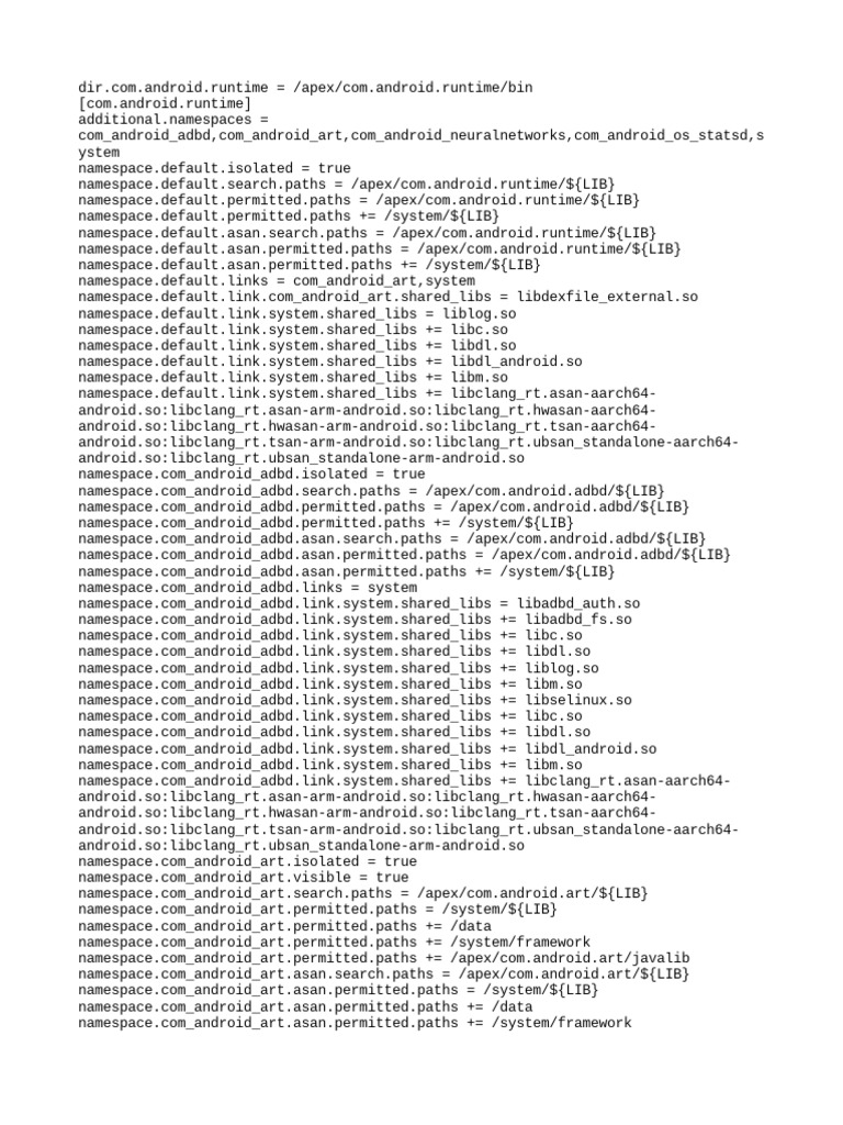 Android Runtime Namespace Configuration | PDF