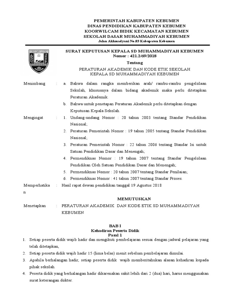 Peraturan Akademik Sekolah PDF