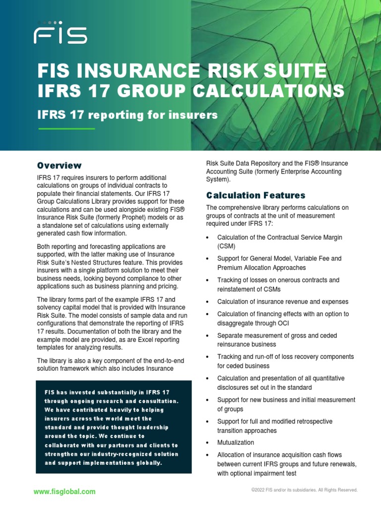 Insurance Risk Suite IFRS17 Group Calculations Library | PDF ...