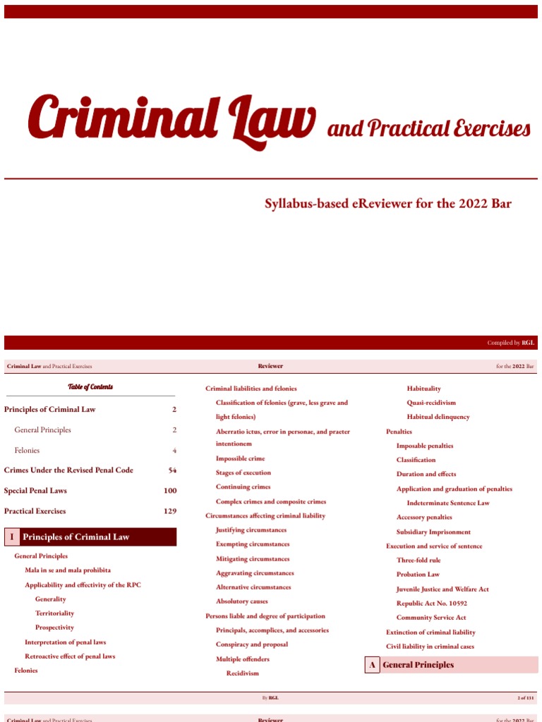 2022 Criminal Law Syllabus Based Ereviewer Download Free Pdf
