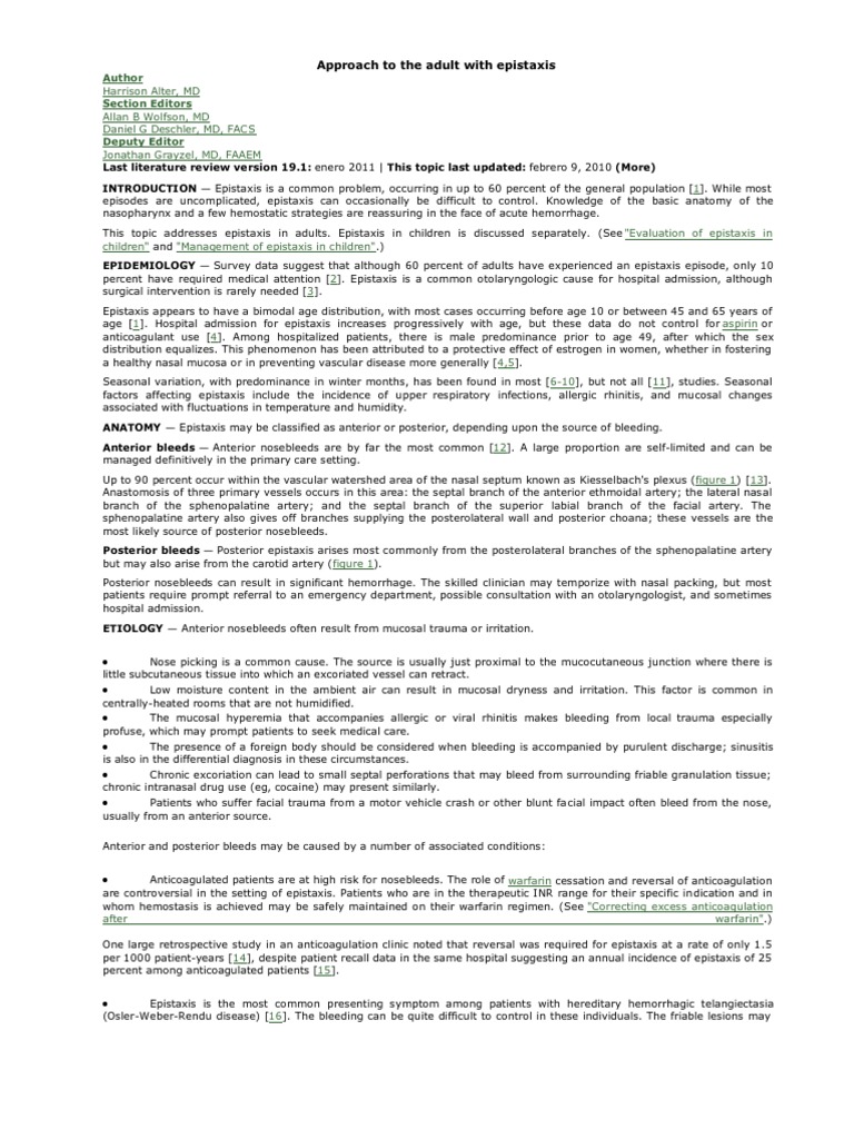 Approach to the Adult With EpistaxisUptoDate | Bleeding | Wellness