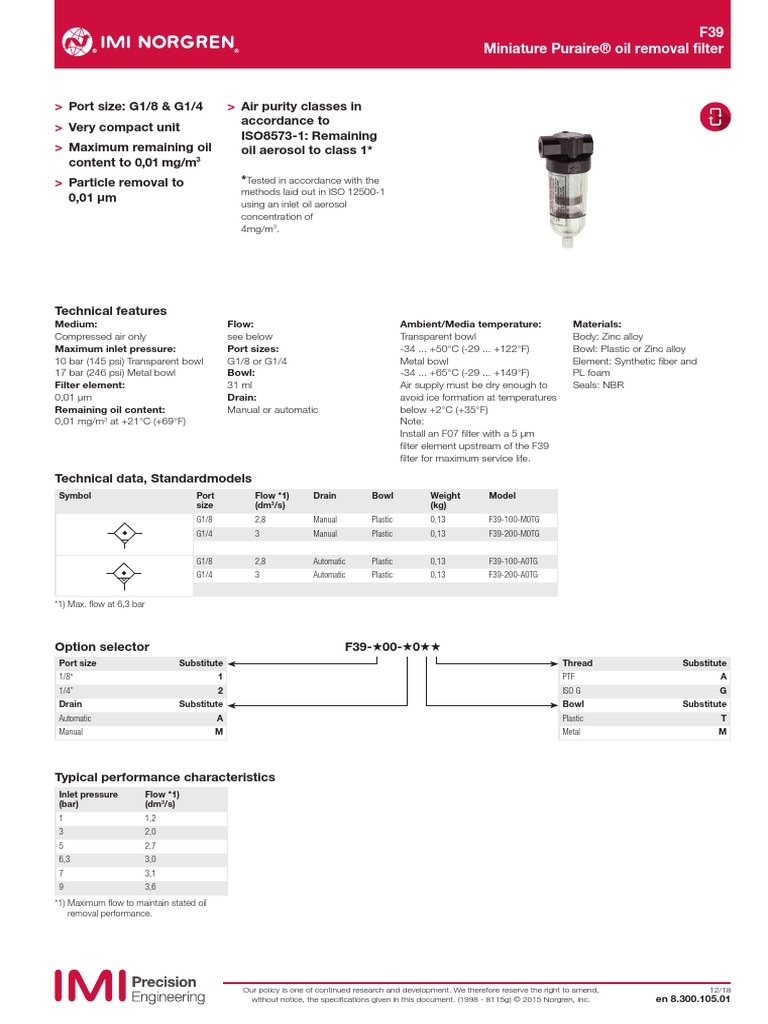 F39 Series | PDF | Aerosol | Filtration