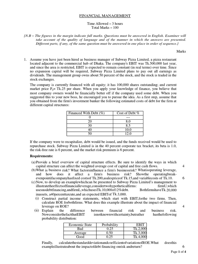 Al Financial Management-1 | PDF | Capital Structure | Cost Of Capital