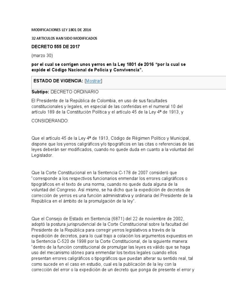 Modificaciones Ley 1801 de 2016 | PDF | Multa (pena) | Residuos