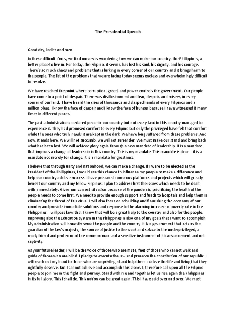 The Presidential Speech | PDF | Philippines