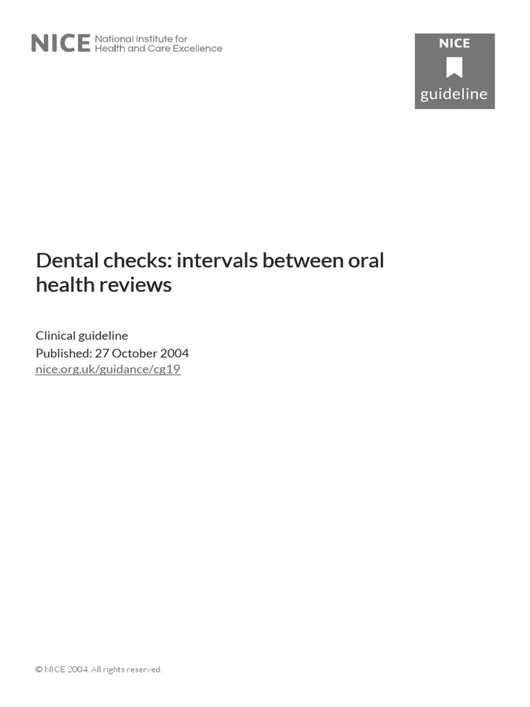 NICE Guidance On Dental Recall Intervals PDF Dentistry Randomized