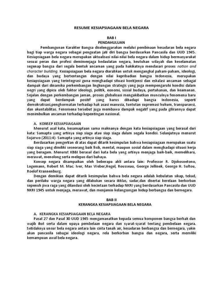 Rangkuman Kesiapsiagaan Bela Negara | PDF | Karier & Perkembangan ...