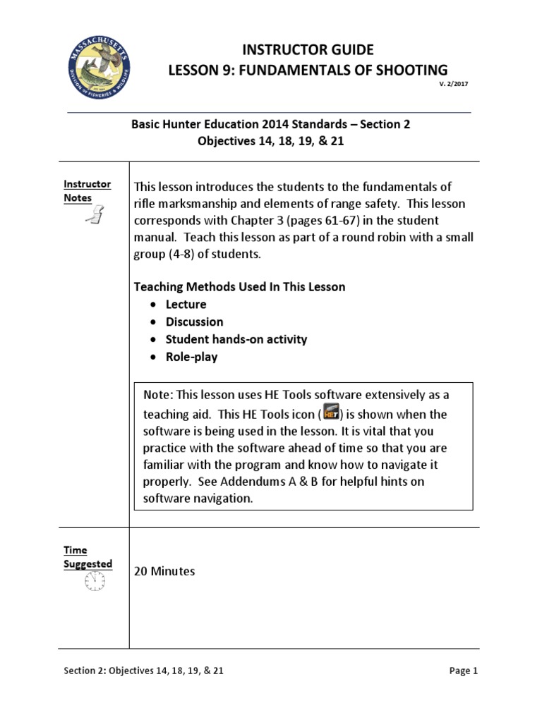 Lesson 9 Fundamentals of Shooting PDF Shooting Firearms