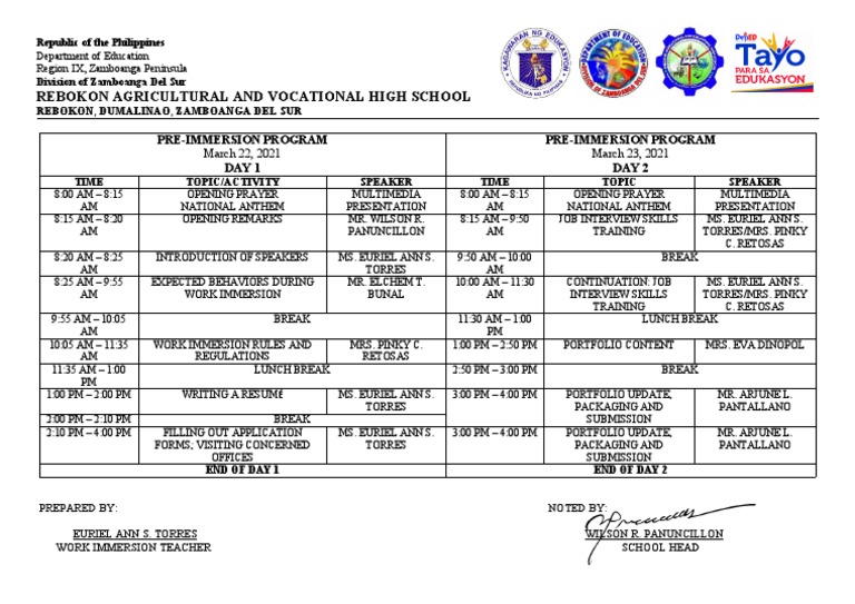 PreImmersion Program PDF
