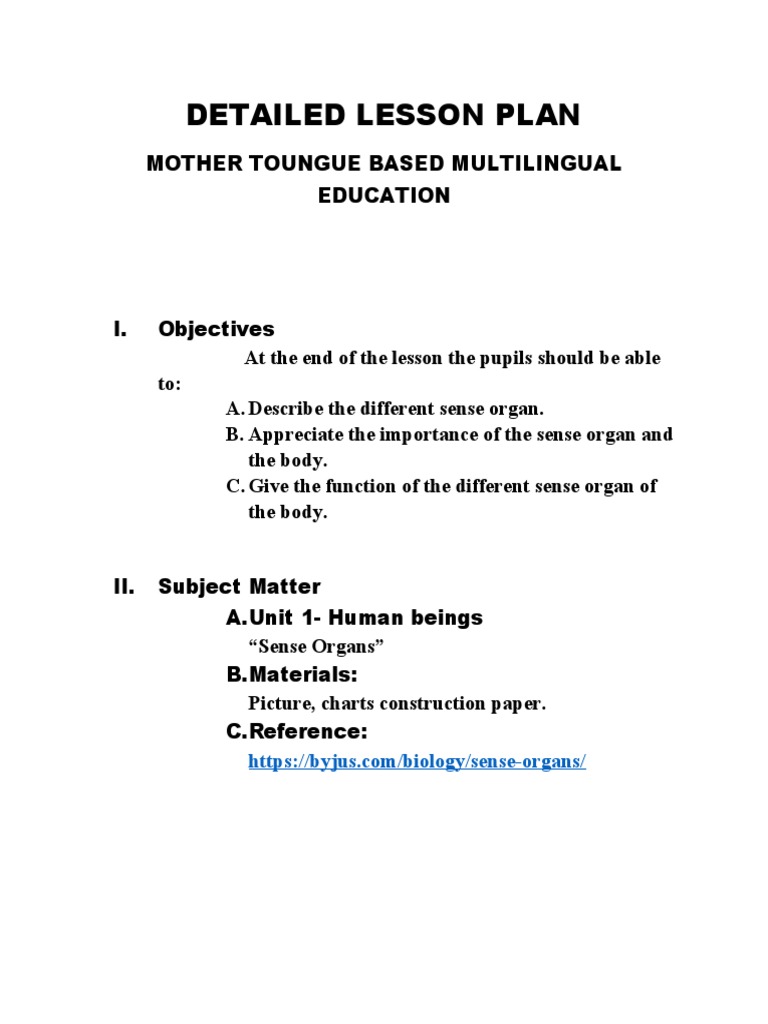 Detailed Lesson Plan MTBL | PDF
