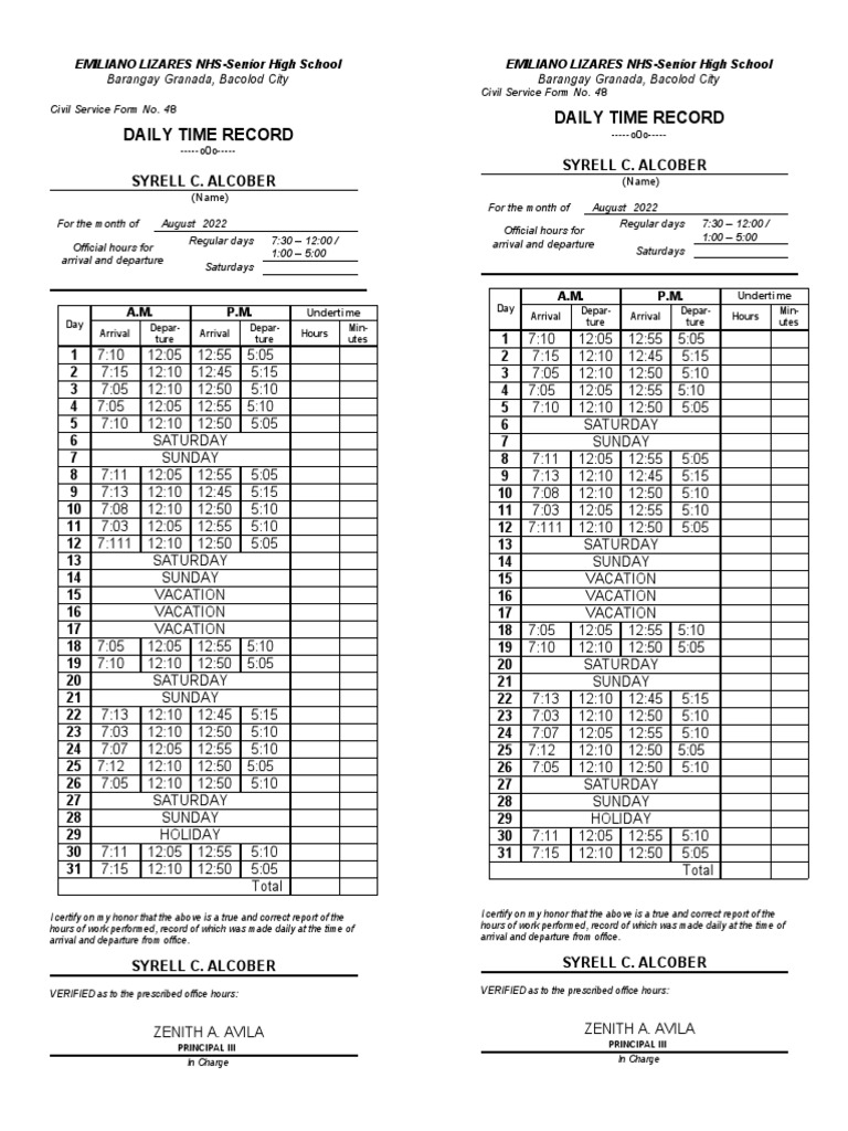 Emiliano Lizares NHS August Timesheet PDF