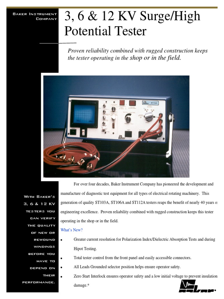 Baker Instrument Company 3, 6 & 12 KV Surge/High Potential Tester A