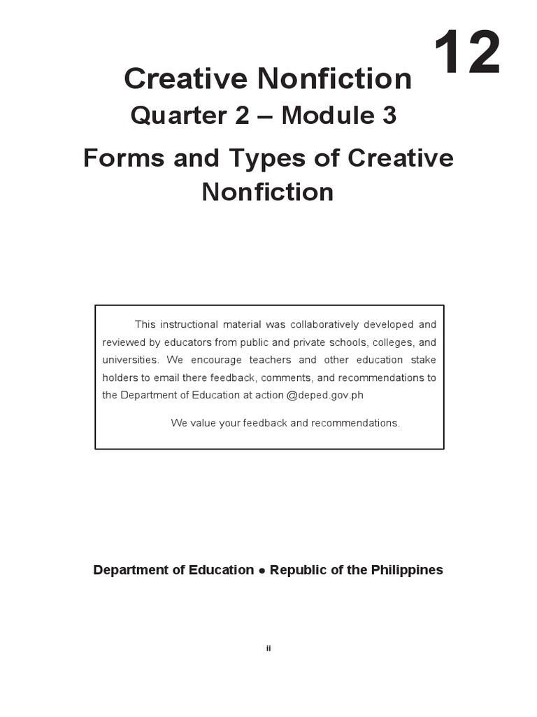 Forms and Types of Creative Nonfiction | PDF | Creative Nonfiction ...