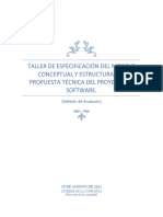 Taller de Especificación Del Modelo Conceptual y Estructurar La Propuesta Tecnica Del Proyecto