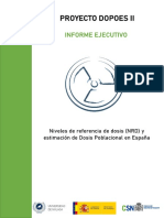 Niveles de Referencia de Dosis (NRD) y Estimación de Dosis Poblacional en España (DOPOES II - Resumen Ejecutivo)