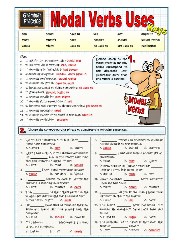 Modal Verbs Usage and Exercises Guide | PDF | Linguistic Typology ...