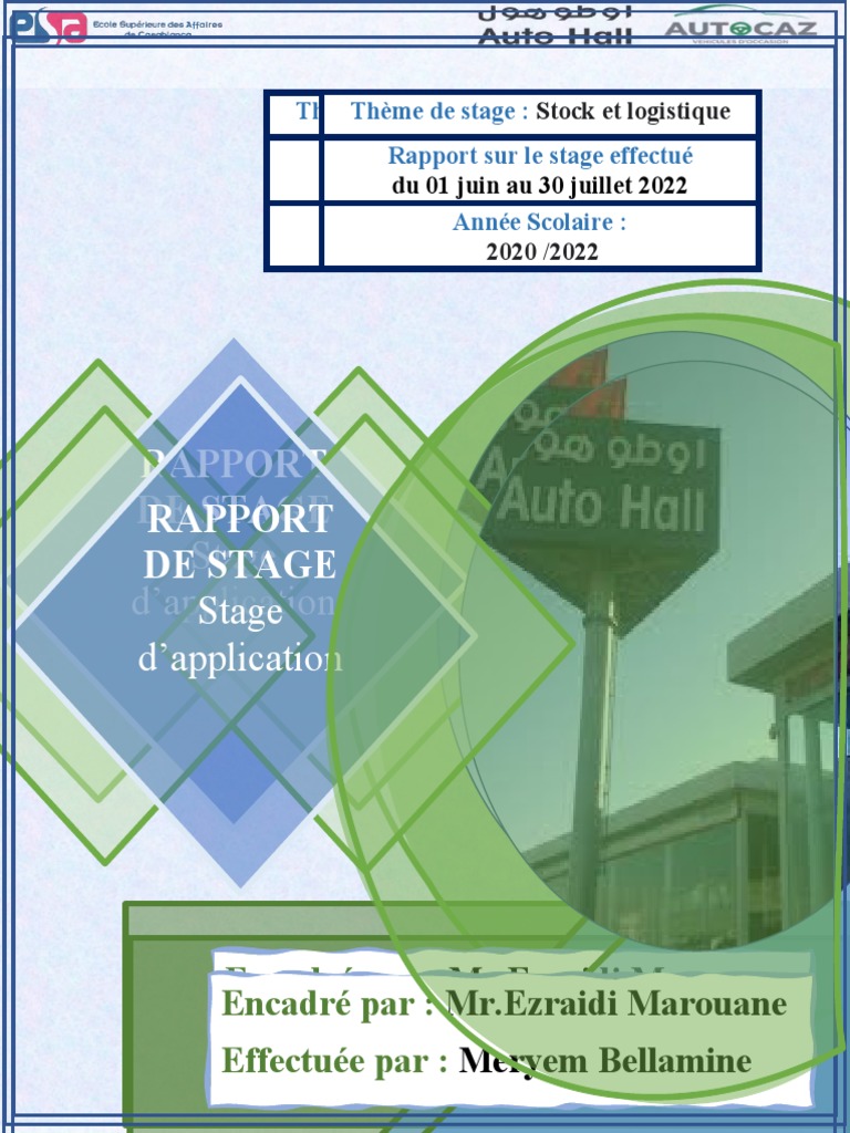 Rapport de stage en logistique chez Auto Caz | PDF | Sodles | Voitures