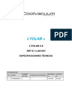 Especificaciones técnicas completas del liofilizador Lyolab 2.0