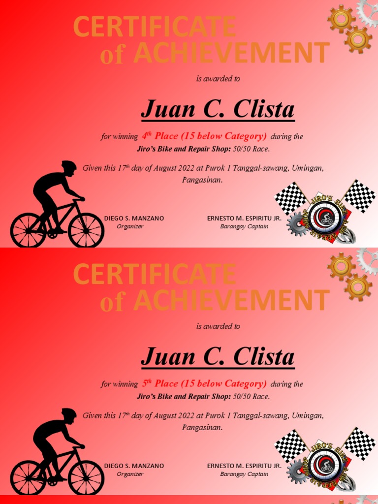 Certificate For Race 2022 | PDF