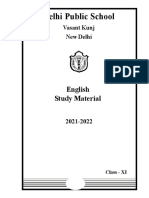English Class Xi Study Material 2021-2022