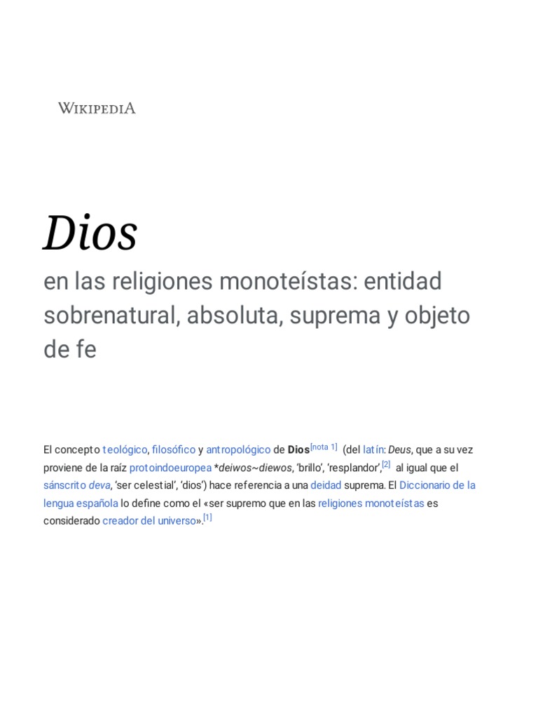 Dios - Wikipedia, La Enciclopedia Libre | Descargar gratis PDF | Dios
