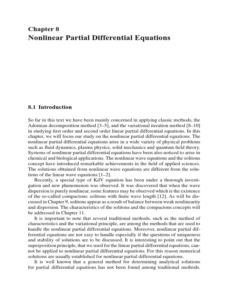 Nonlinear Partial Differential Equations | PDF | Partial Differential ...