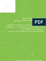 Open Class Delitos Contra La Vida, La Integridad Corporal, La Dignidad y El Acceso A Una Vida