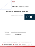 V2 - SITXFSA001 - USE HYGIENIC PRACTICES FOR FOOD SAFETY Student Assessment and Guide