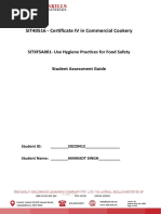 V2 - SITXFSA001 - USE HYGIENIC PRACTICES FOR FOOD SAFETY Student Assessment and Guide