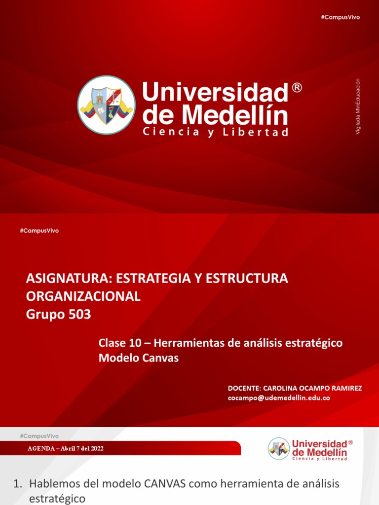 Clase 10 Herramientas De Análisis Estrategico Modelo Canvas Pdf