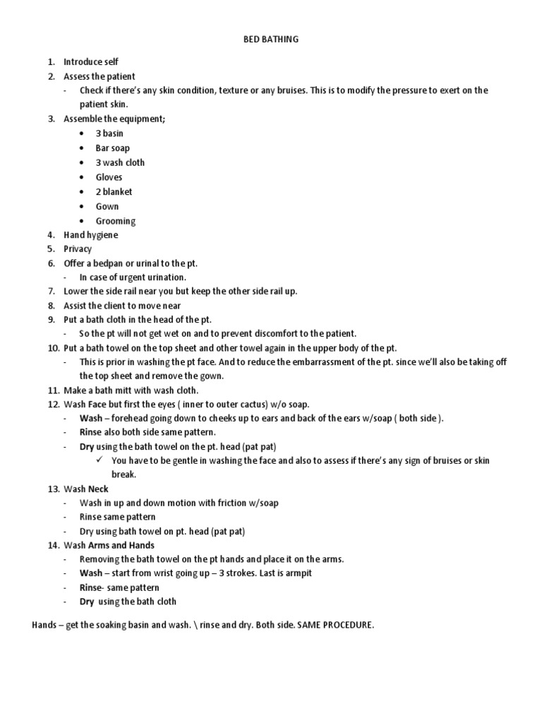 Bed Bathing PDF Hygiene