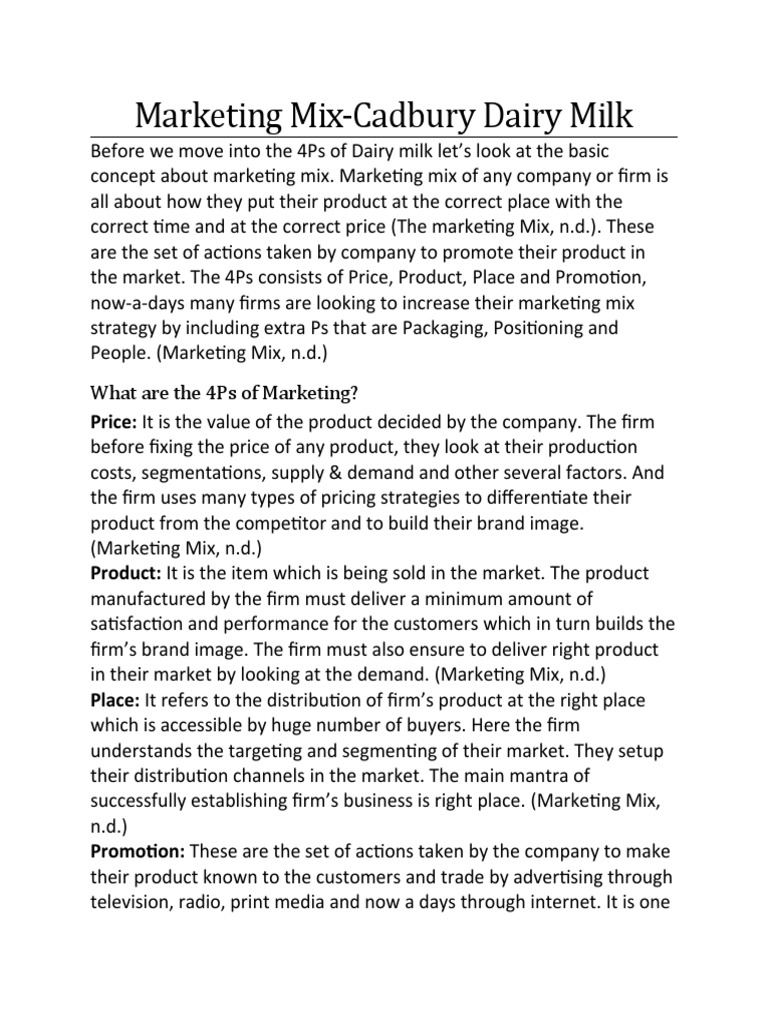 4ps-of-dairy-milk-pdf-marketing-chocolate