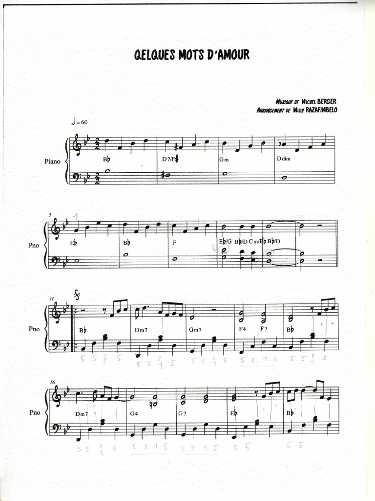 Partition Quelques Mots D'amour PDF