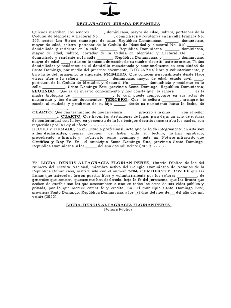 Modelo Declaracion Jurada | PDF | República Dominicana