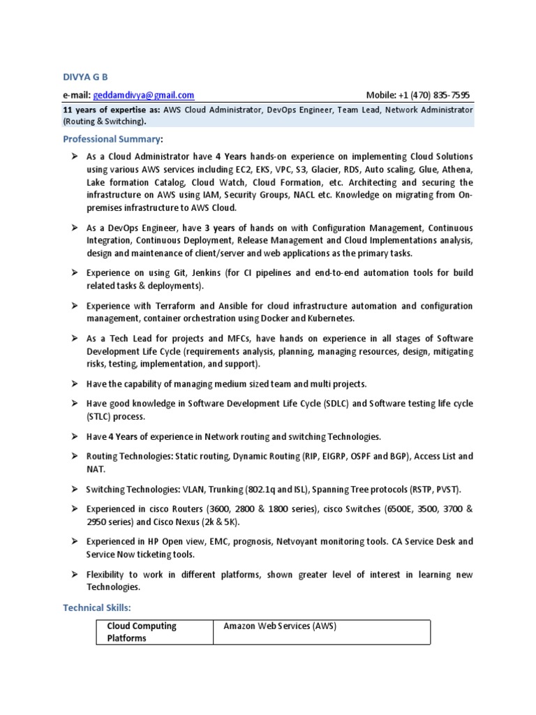 AWS Cloud & DevOps Expertise Summary | PDF | Cloud Computing | Amazon ...