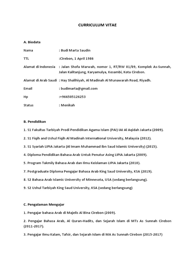 CV Ringkas | PDF | Perjalanan