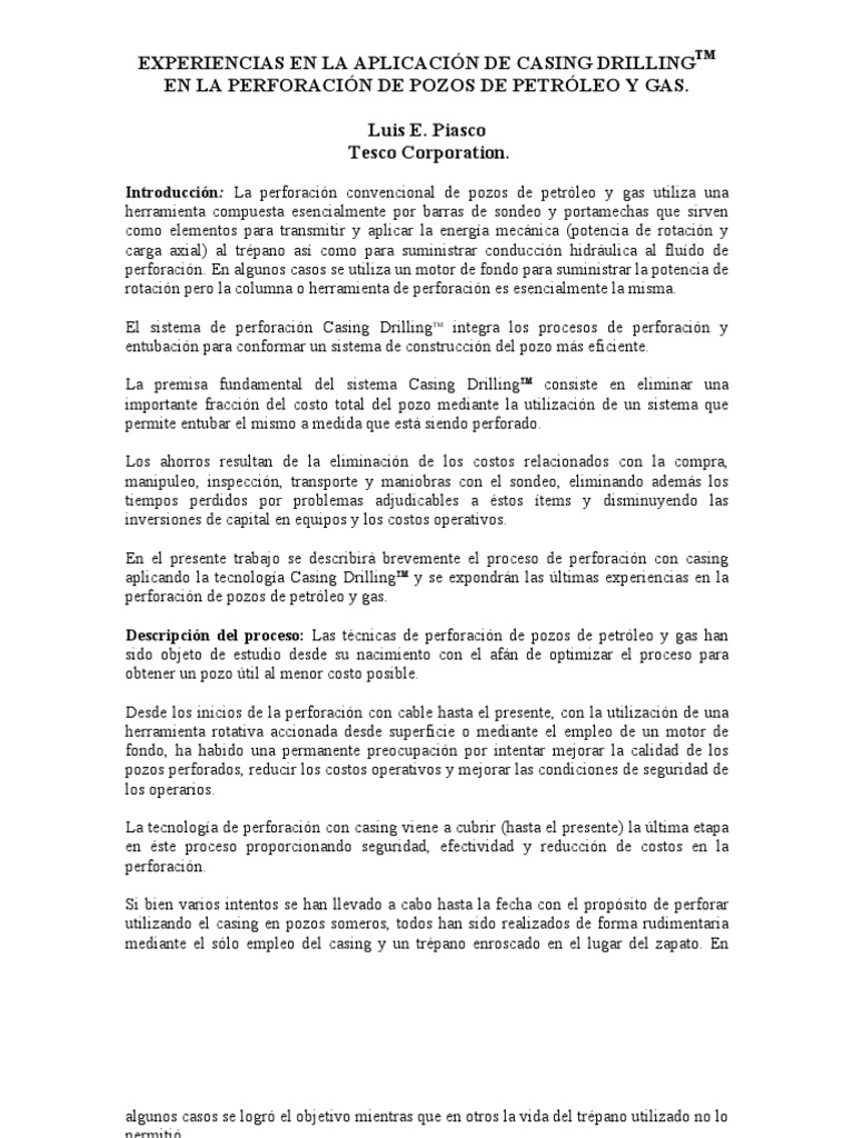 Casing Drilling Tesco PDF Software Herramientas
